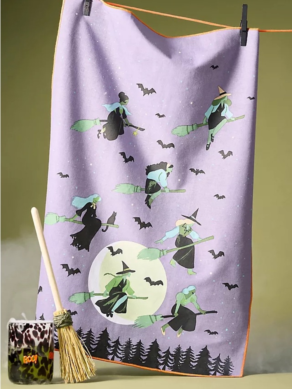 Anthropologie let’s ride witches dish towel